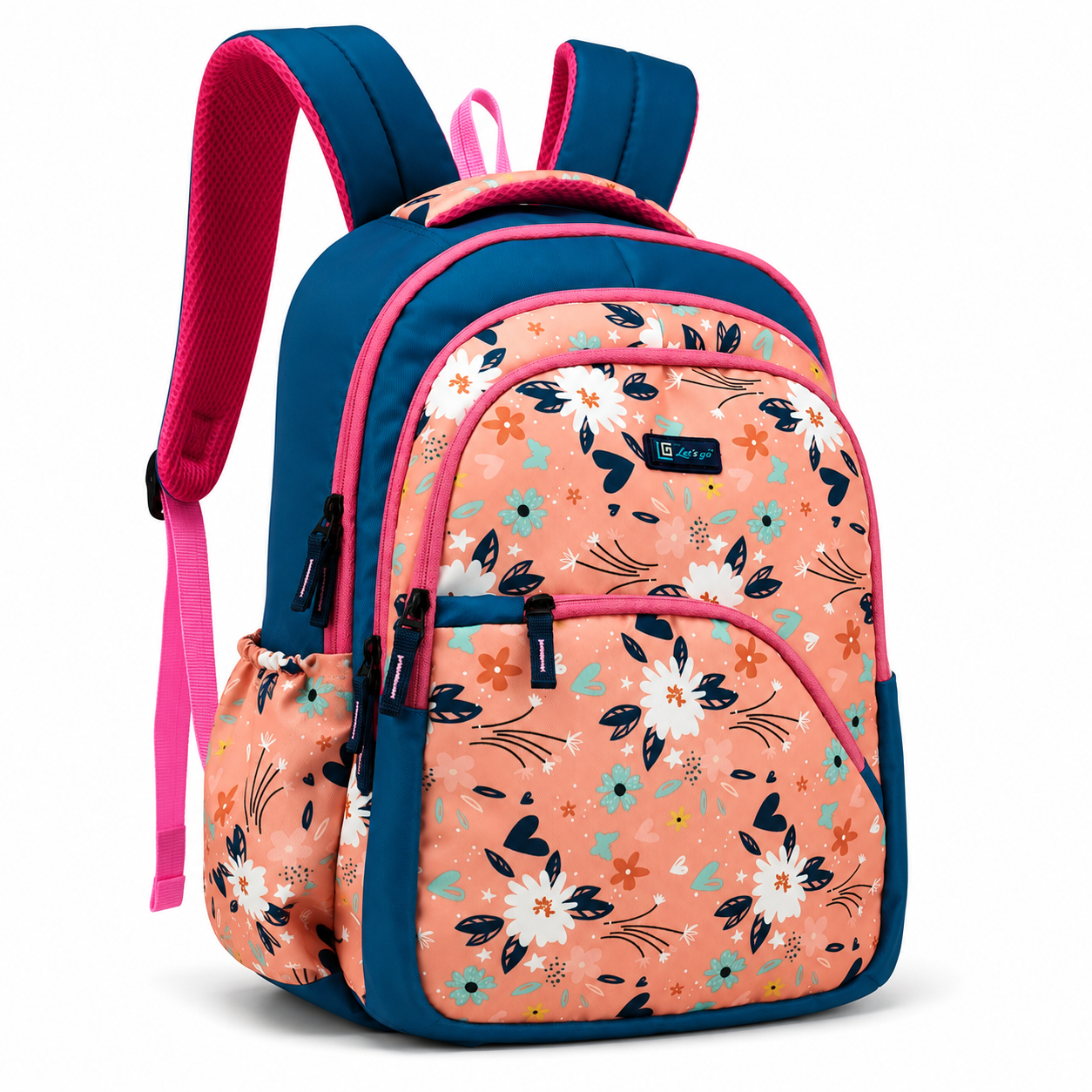 Let’s Go Stylish Printed Backpack for Girls | School, College, Travel & Daily Use Lightweight Backpack