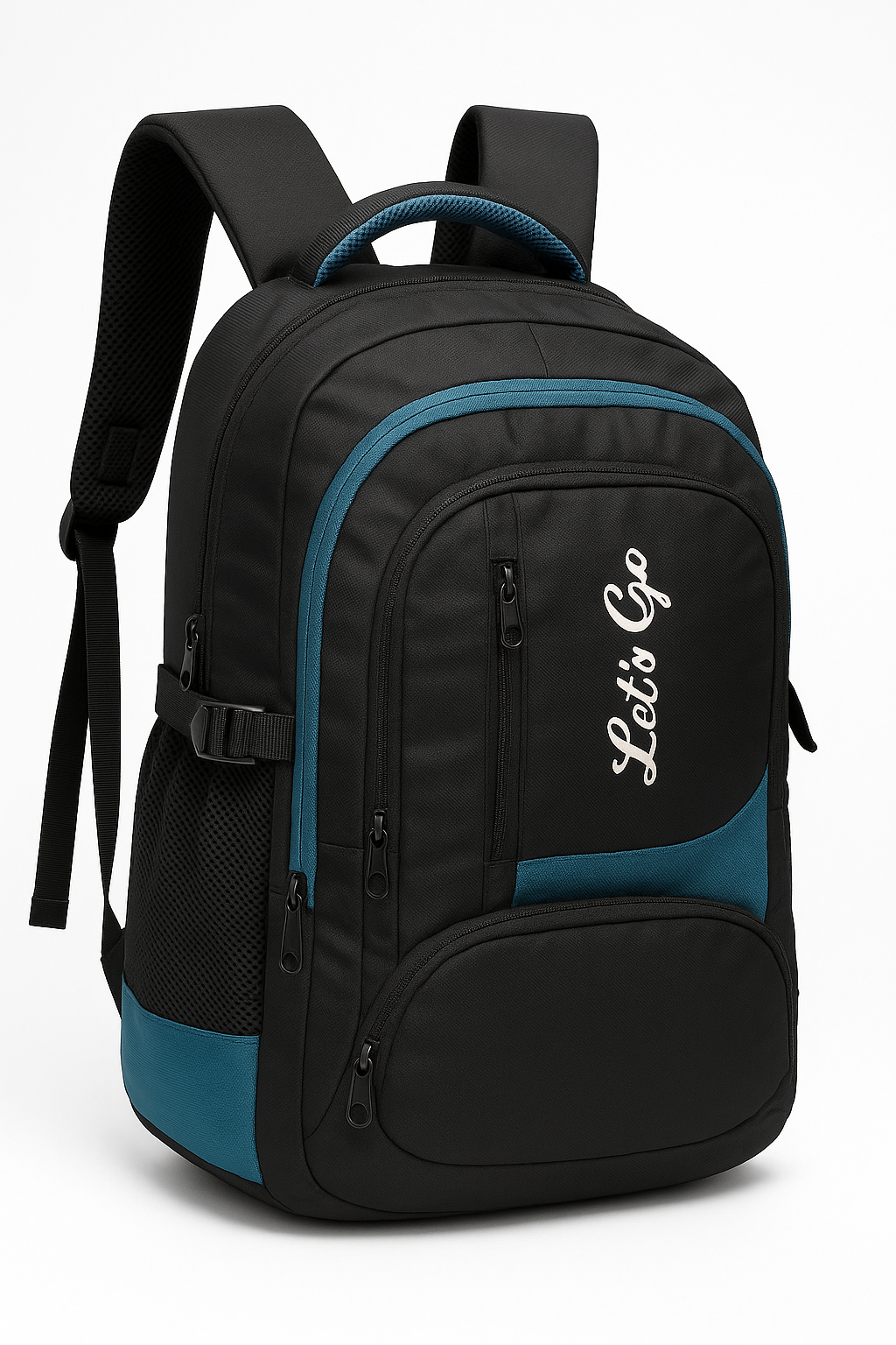 35L Laptop Backpack for Travel, Office & College – 15.6″ Laptop Compartment, Multi-Pocket Design (Black & Teal)