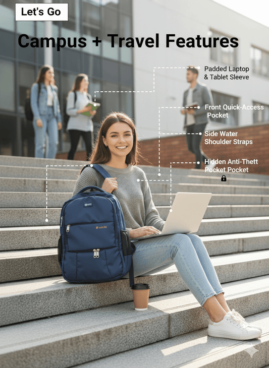 Unisex Laptop Backpack for Travel, College & Office - Let's Go