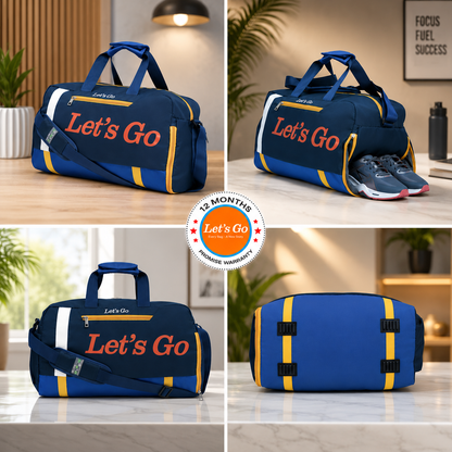 Let’s Go 35L Travel & Gym Duffel Bag for Men & Women | Water-Resistant Polyester | Shoe Compartment | Adjustable Shoulder Strap | Lightweight Multipurpose Sports & Weekend Bag