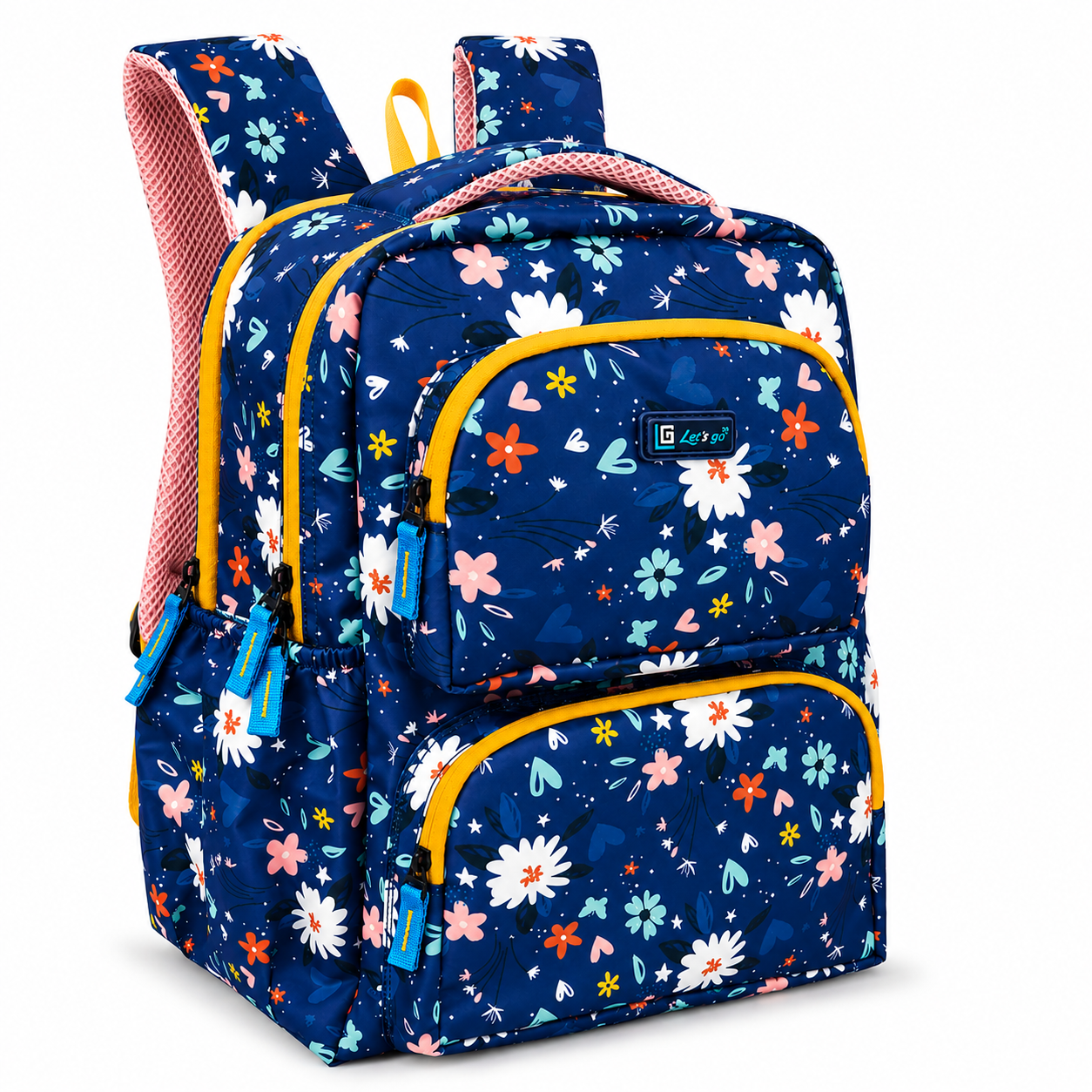 Let’s Go Floral Kids School Backpack for Girls & Boys | Lightweight 18L Backpack for School, Travel & Everyday Use