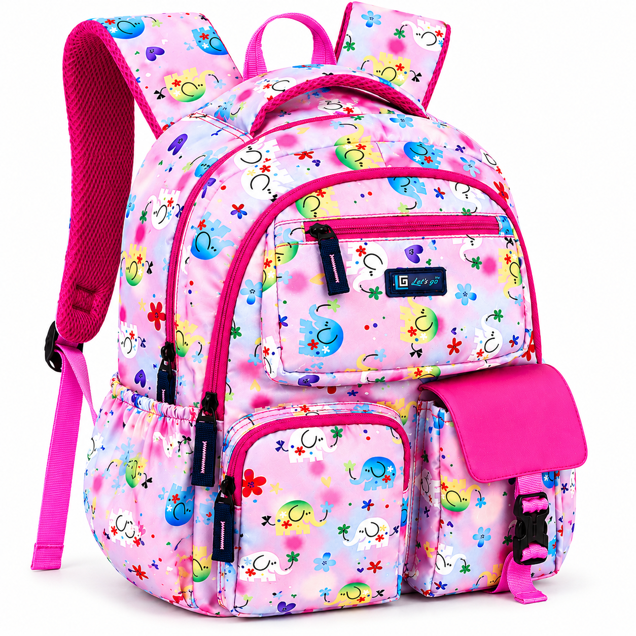 Let’s Go Floral Printed Backpack for Girls | School, College & Travel Bag