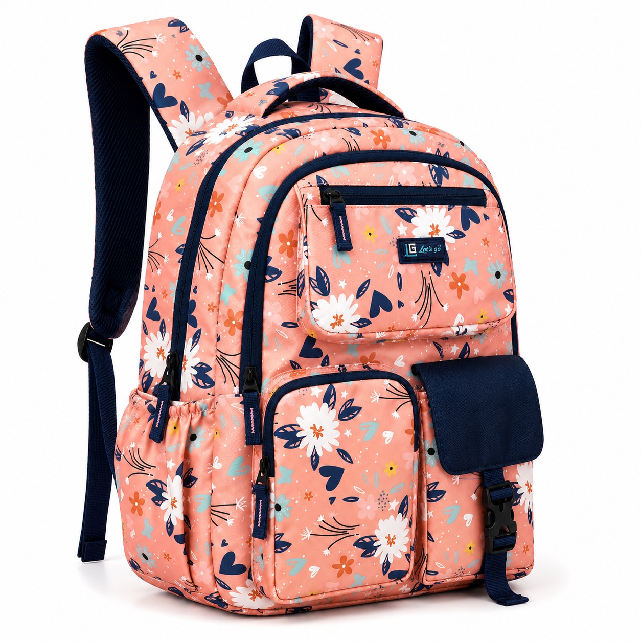 Let’s Go Floral Printed Backpack for Girls | School, College & Travel Bag