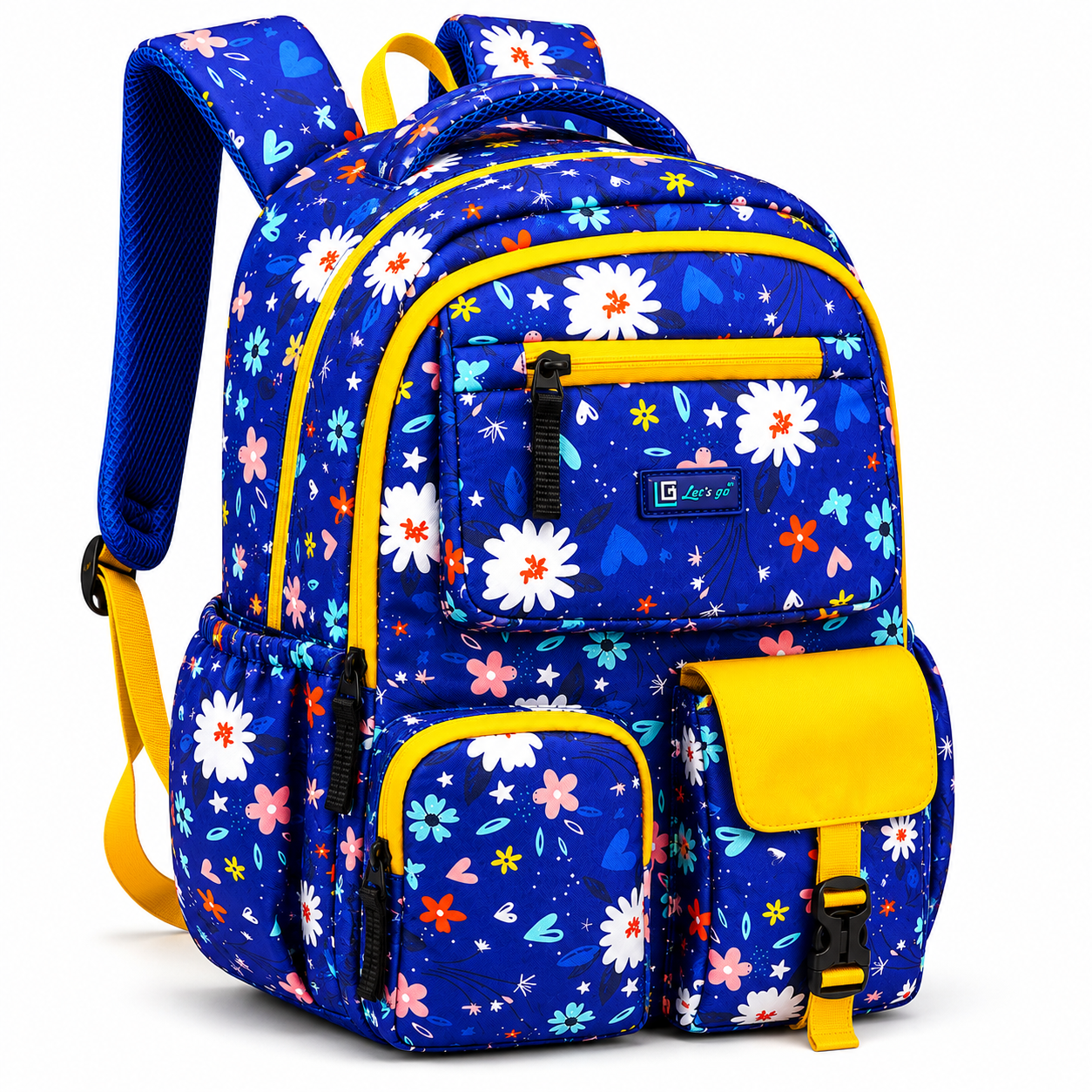 Let’s Go Floral Printed Backpack for Girls | School, College & Travel Bag