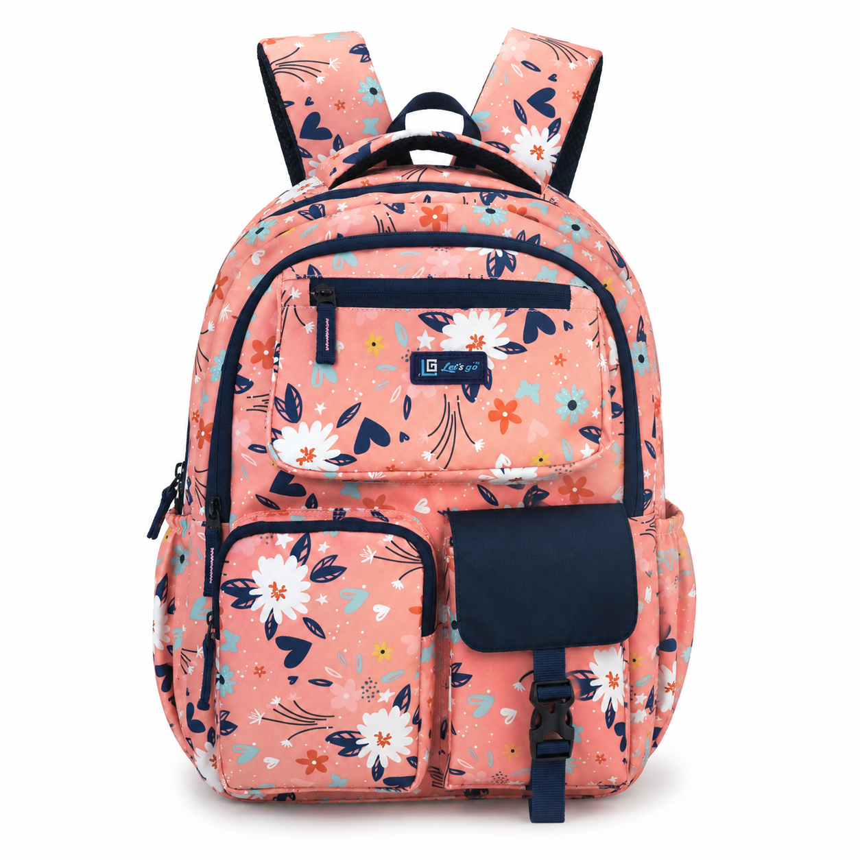 Let’s Go Floral Printed Backpack for Girls | School, College & Travel Bag