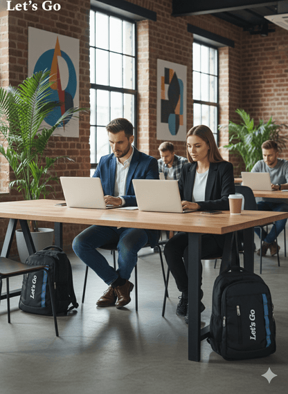 33L Laptop Backpack for Travel, Office & College (Blue/Black) - Let's Go