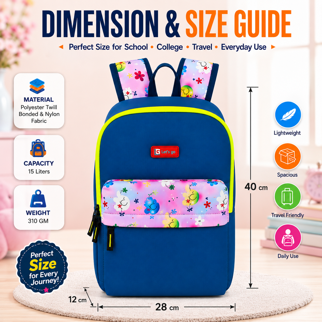Let’s Go Stylish & Trendy Casual Backpack For Girls – School, College & Travel Bag