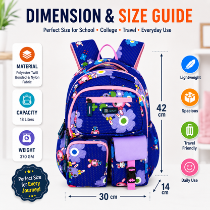 Let’s Go Floral Printed Backpack for Girls | School, College & Travel Bag