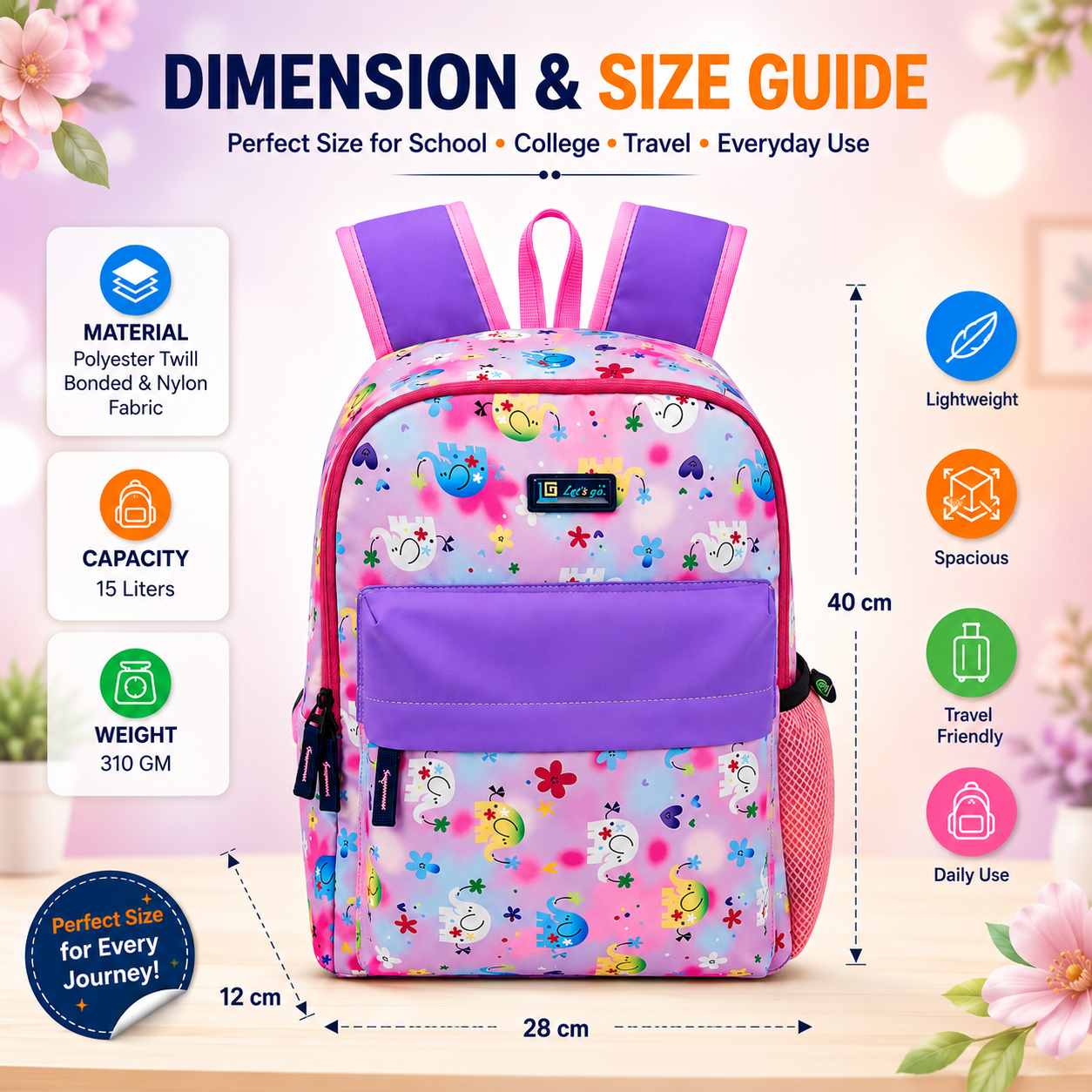 Let’s Go Stylish & Trendy Casual Backpack For Girls – School, College & Travel Bag