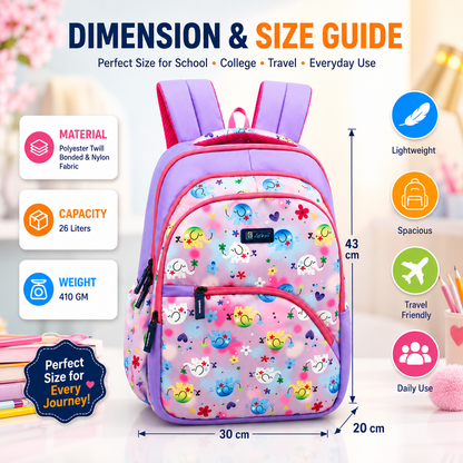 Let’s Go Stylish Printed Backpack for Girls | School, College, Travel & Daily Use Lightweight Backpack