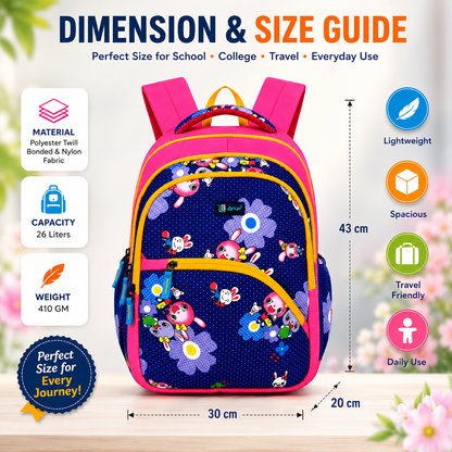 Let’s Go Stylish Printed Backpack for Girls | School, College, Travel & Daily Use Lightweight Backpack