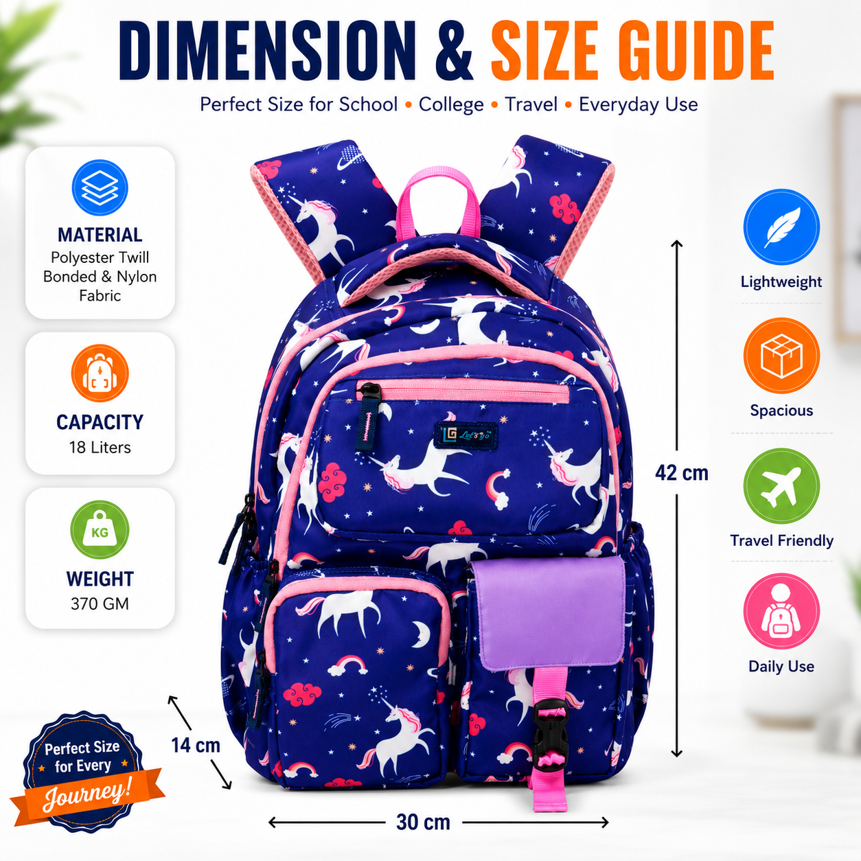 Let’s Go Floral Printed Backpack for Girls | School, College & Travel Bag