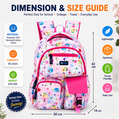Let’s Go Floral Printed Backpack for Girls | School, College & Travel Bag