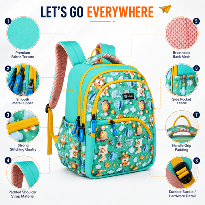 Let’s Go Stylish Printed Backpack for Girls | School, College, Travel & Daily Use Lightweight Backpack