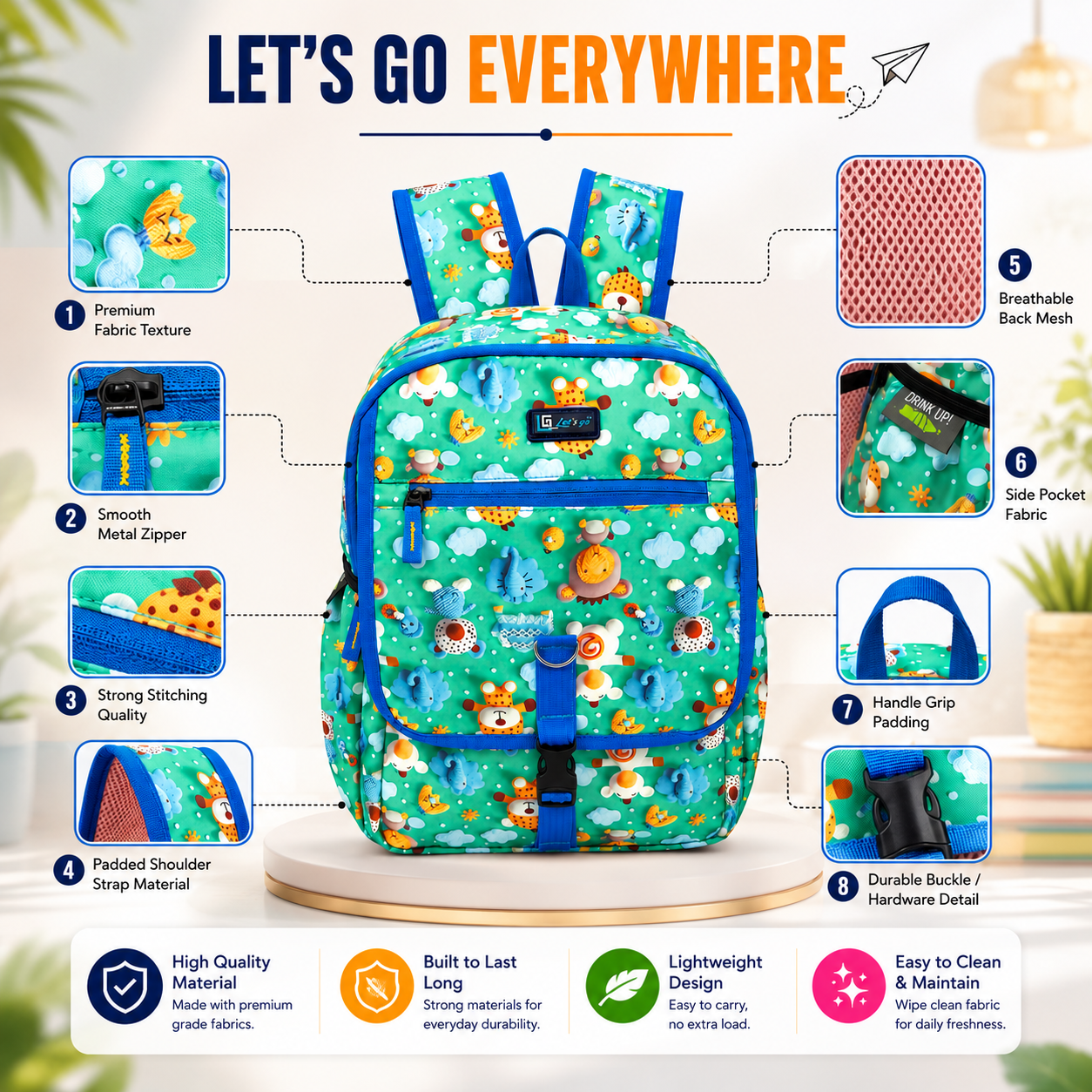 Let’s Go Stylish & Trendy Casual Backpack For Girls – School, College & Travel Bag