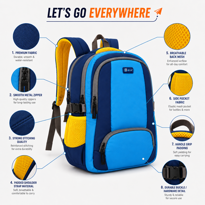Let’s Go Stylish Laptop Backpack for Men & Women | School, College, Office & Travel Bag | Lightweight Casual Backpack with Spacious Compartments