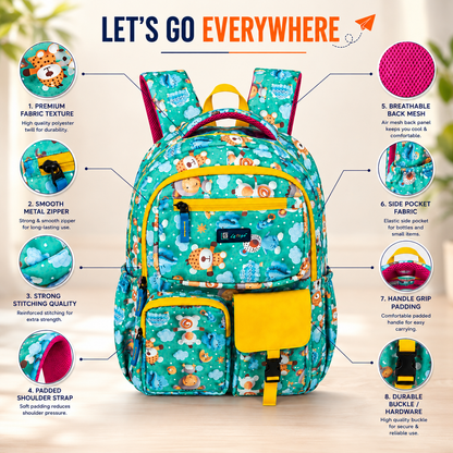 Let’s Go Floral Printed Backpack for Girls | School, College & Travel Bag