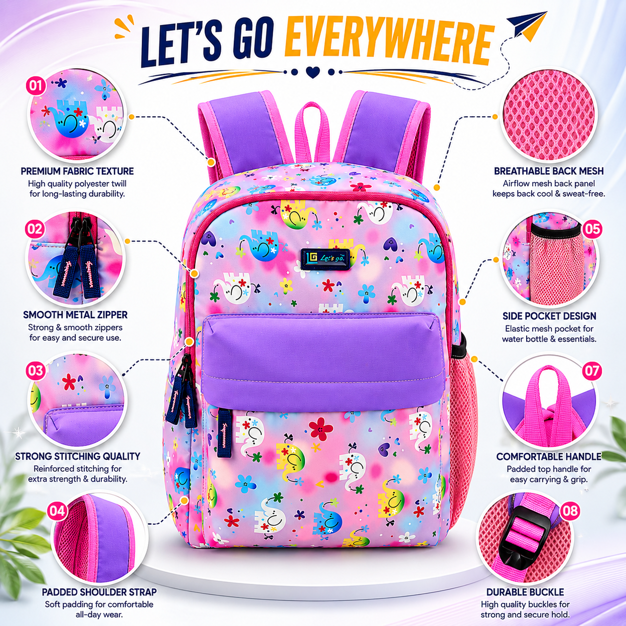 Let’s Go Stylish & Trendy Casual Backpack For Girls – School, College & Travel Bag