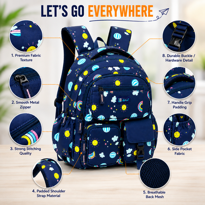 Let’s Go Floral Printed Backpack for Girls | School, College & Travel Bag