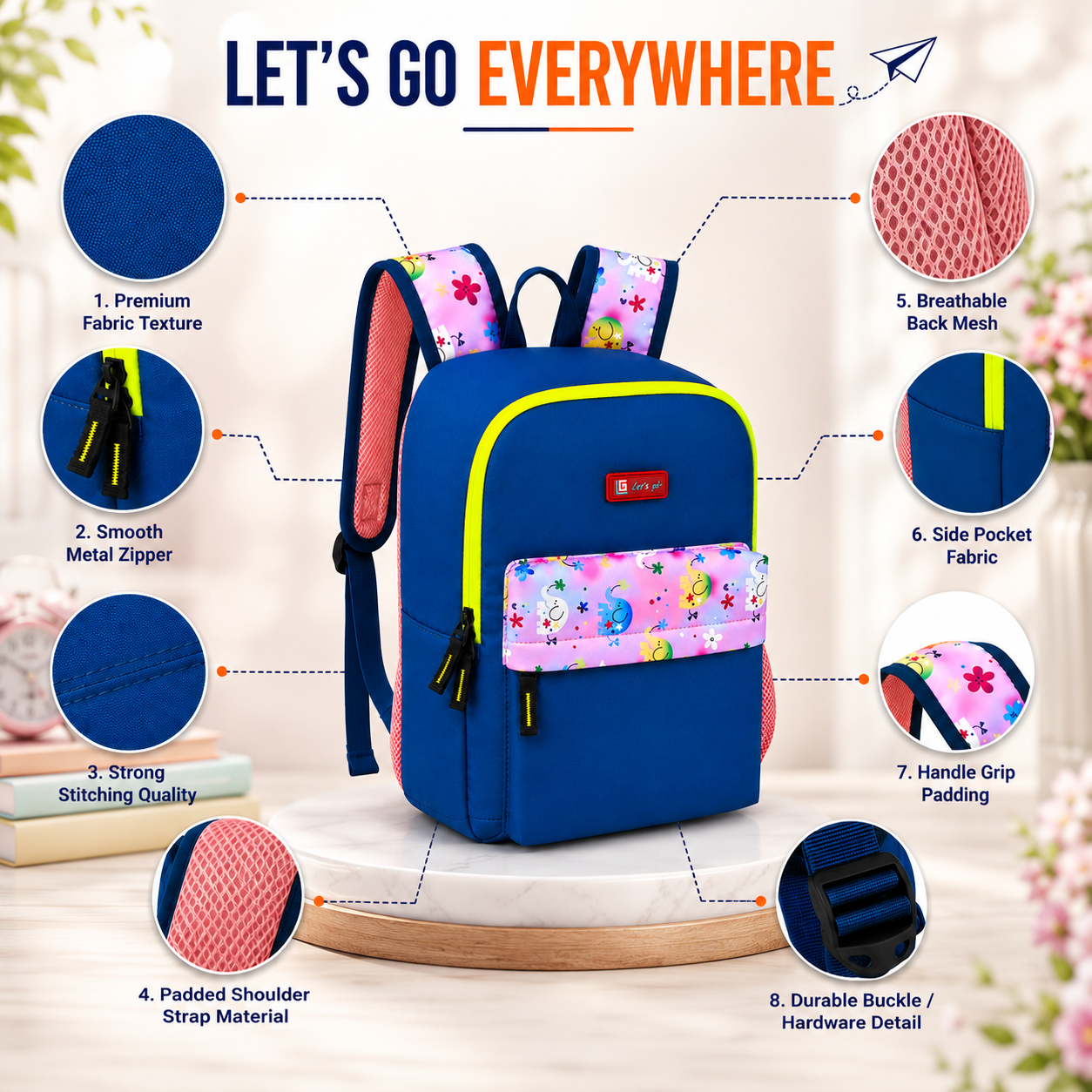 Let’s Go Stylish & Trendy Casual Backpack For Girls – School, College & Travel Bag