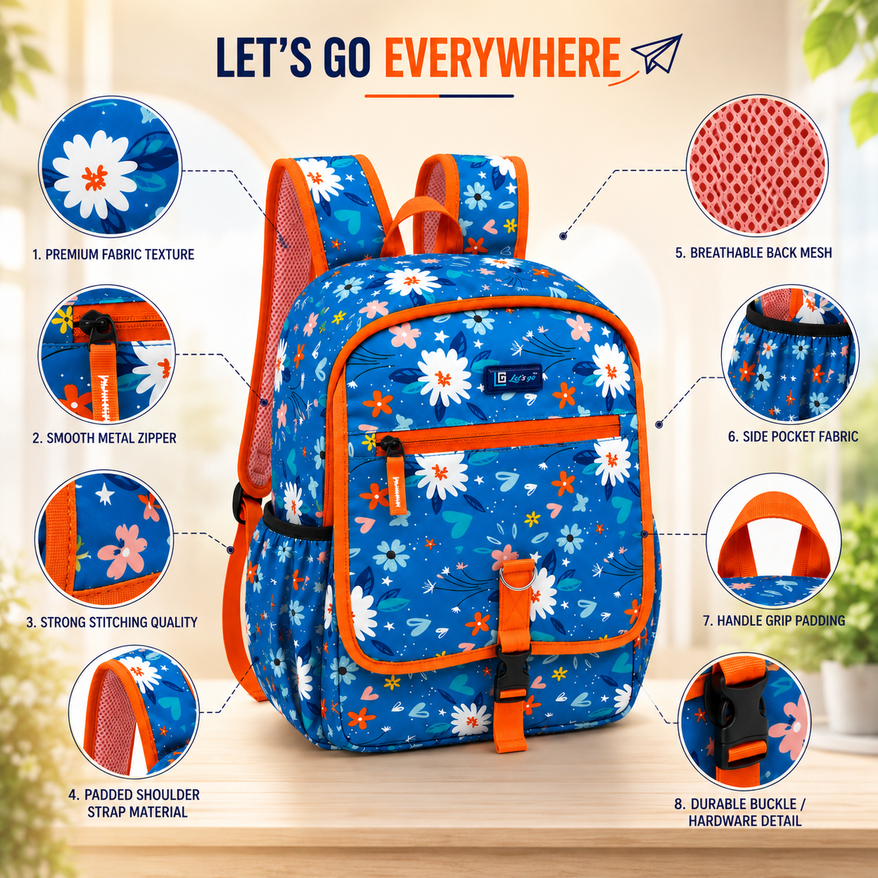 Let’s Go Stylish & Trendy Casual Backpack For Girls – School, College & Travel Bag