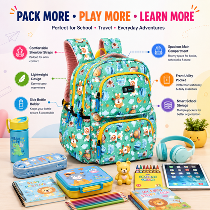 Let’s Go Floral Kids School Backpack for Girls & Boys | Lightweight 18L Backpack for School, Travel & Everyday Use