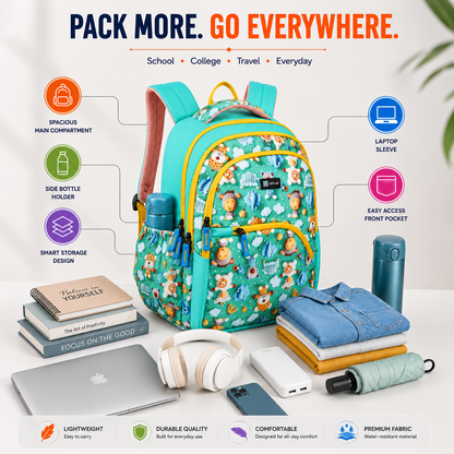 Let’s Go Stylish Printed Backpack for Girls | School, College, Travel & Daily Use Lightweight Backpack