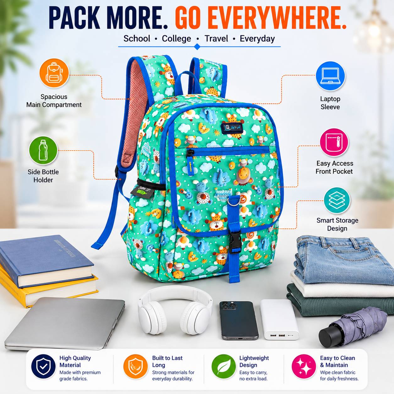 Let’s Go Stylish & Trendy Casual Backpack For Girls – School, College & Travel Bag