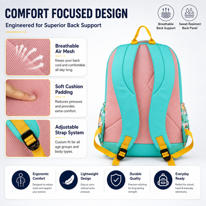 Let’s Go Stylish Printed Backpack for Girls | School, College, Travel & Daily Use Lightweight Backpack