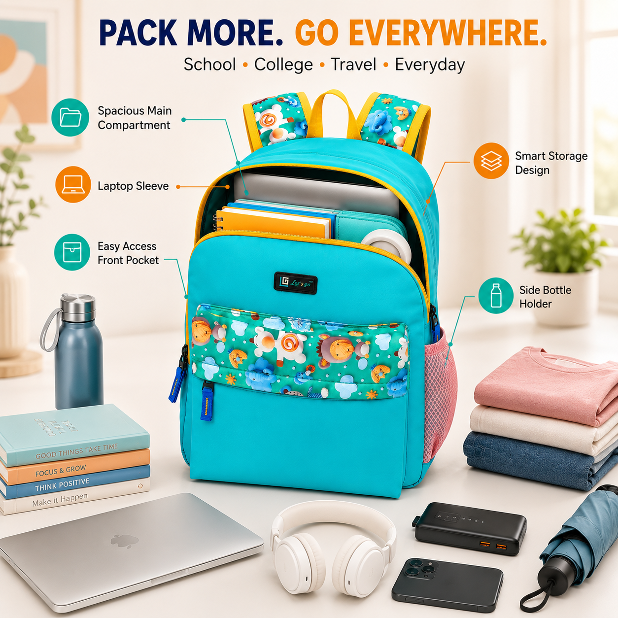 Let’s Go Stylish & Trendy Casual Backpack For Girls – School, College & Travel Bag