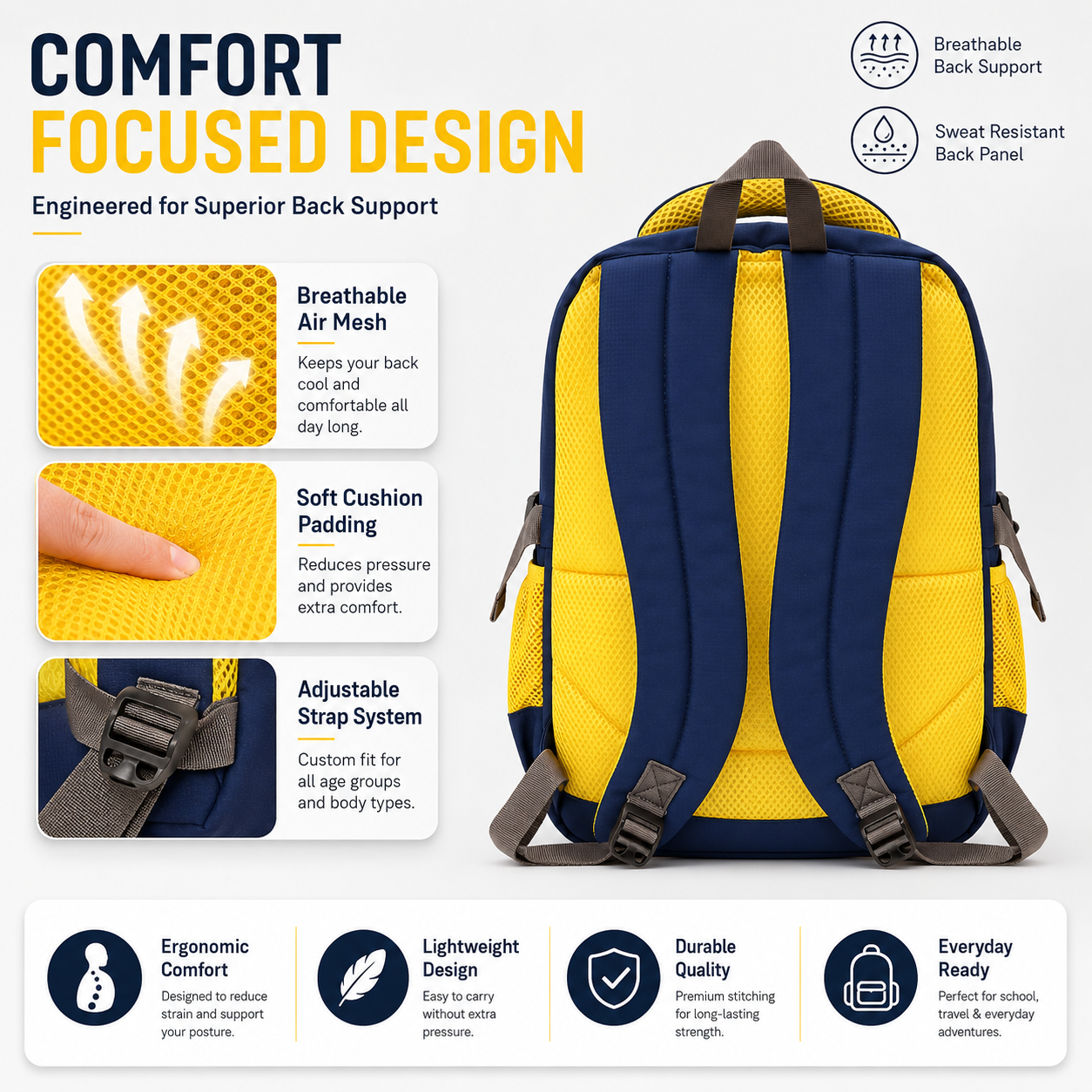 Let’s Go Stylish Laptop Backpack for Men & Women | School, College, Office & Travel Bag | Lightweight Casual Backpack with Spacious Compartments