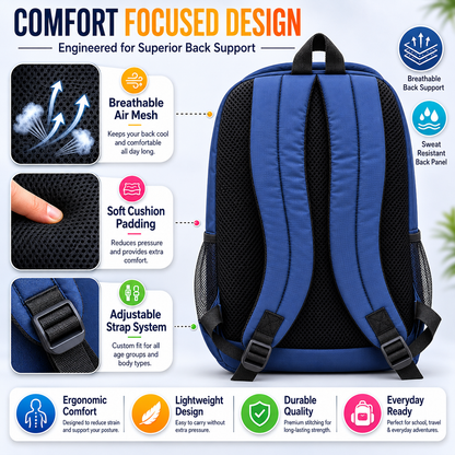 Let's Go® 32L Premium Laptop Backpack for Men & Women |Travel Backpack | Office, College, School & Daily Use | Fits Up to 15.6 Inch Laptop | Lightweight Blue Backpack