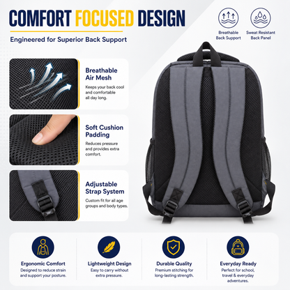 Let's Go® 32L Premium Laptop Backpack for Men & Women |Travel Backpack | Office, College, School & Daily Use | Fits Up to 15.6 Inch Laptop | Lightweight Blue Backpack