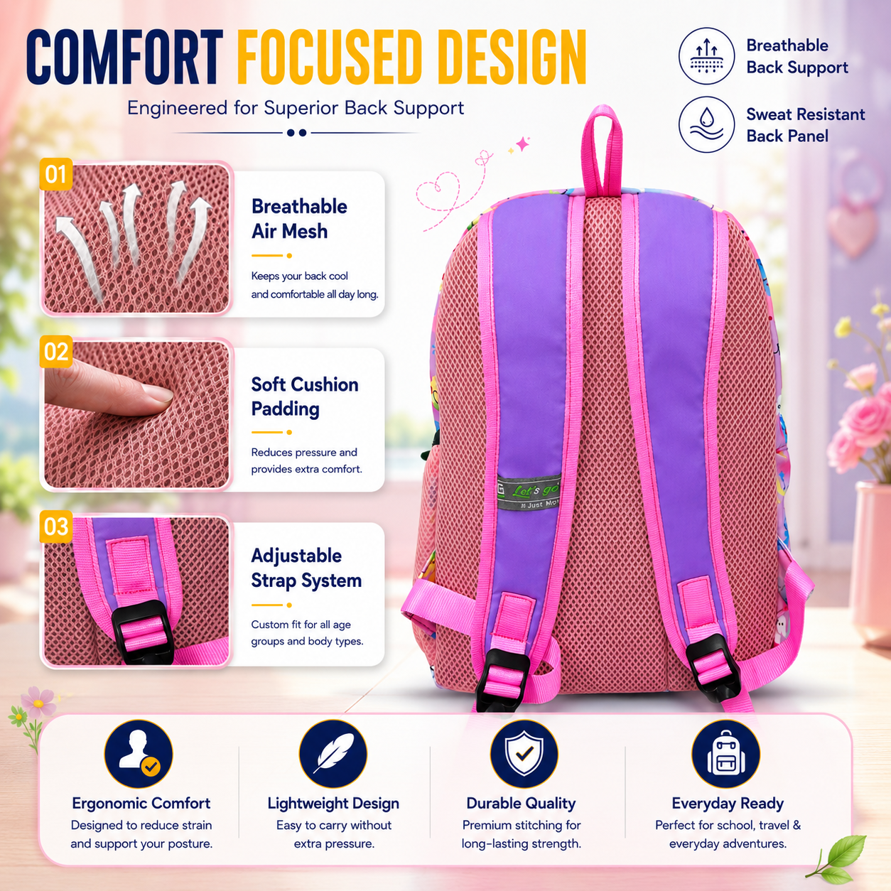 Let’s Go Stylish & Trendy Casual Backpack For Girls – School, College & Travel Bag