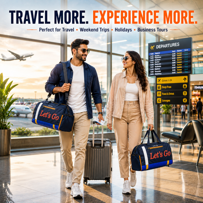 Let’s Go 35L Travel & Gym Duffel Bag for Men & Women | Water-Resistant Polyester | Shoe Compartment | Adjustable Shoulder Strap | Lightweight Multipurpose Sports & Weekend Bag