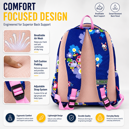 Let’s Go Floral Printed Backpack for Girls | School, College & Travel Bag