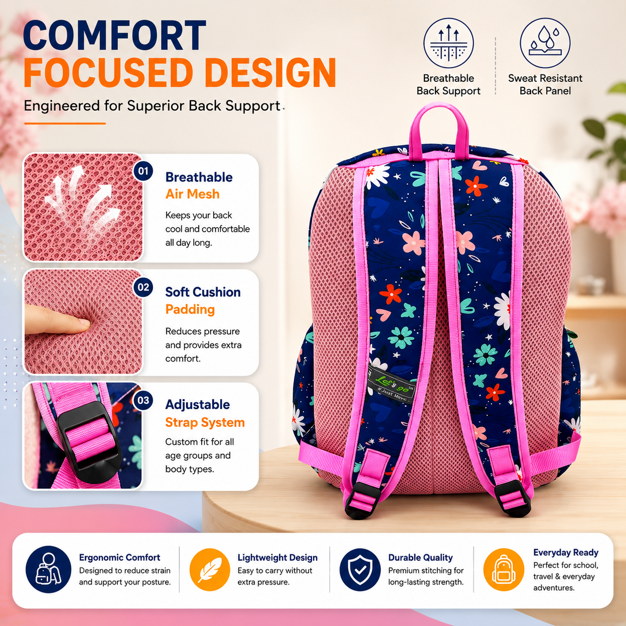 Let’s Go Stylish & Trendy Casual Backpack For Girls – School, College & Travel Bag