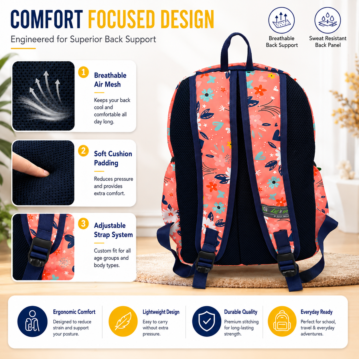 Let’s Go Stylish & Trendy Casual Backpack For Girls – School, College & Travel Bag