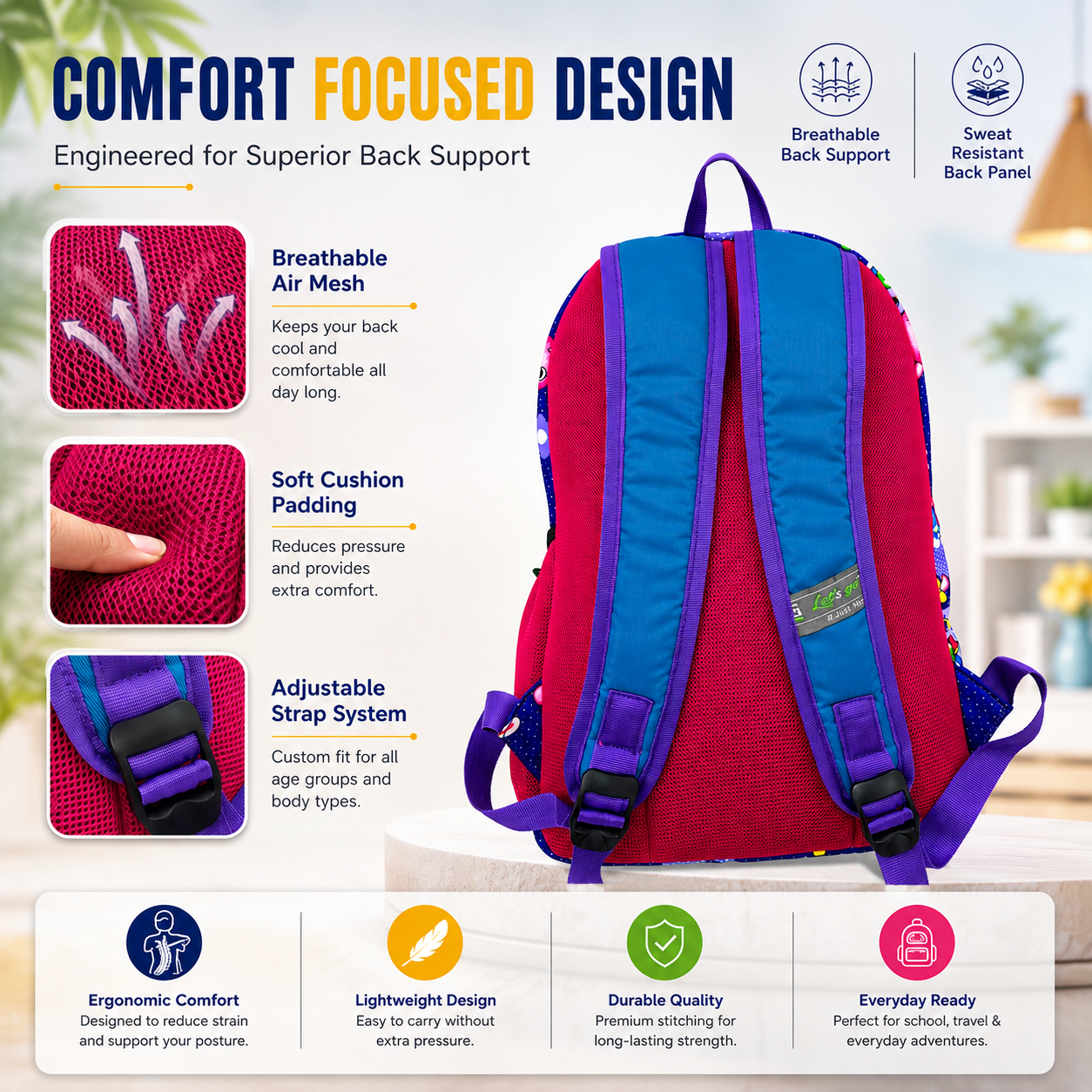 Let’s Go Stylish & Trendy Casual Backpack For Girls – School, College & Travel Bag