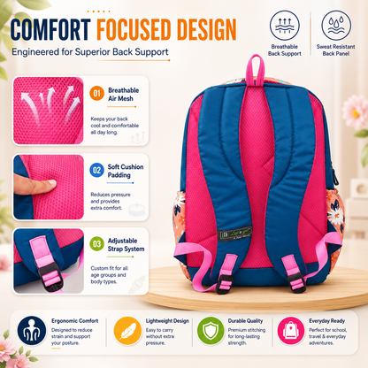 Let’s Go Stylish Printed Backpack for Girls | School, College, Travel & Daily Use Lightweight Backpack