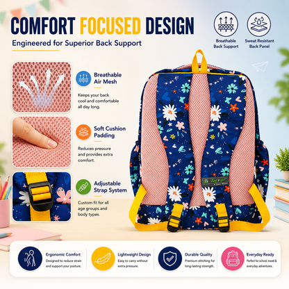 Let’s Go Floral Kids School Backpack for Girls & Boys | Lightweight 18L Backpack for School, Travel & Everyday Use