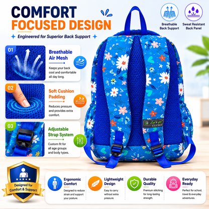 Let’s Go Floral Printed Backpack for Girls | School, College & Travel Bag