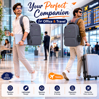 Let's Go® 32L Premium Laptop Backpack for Men & Women |Travel Backpack | Office, College, School & Daily Use | Fits Up to 15.6 Inch Laptop | Lightweight Blue Backpack
