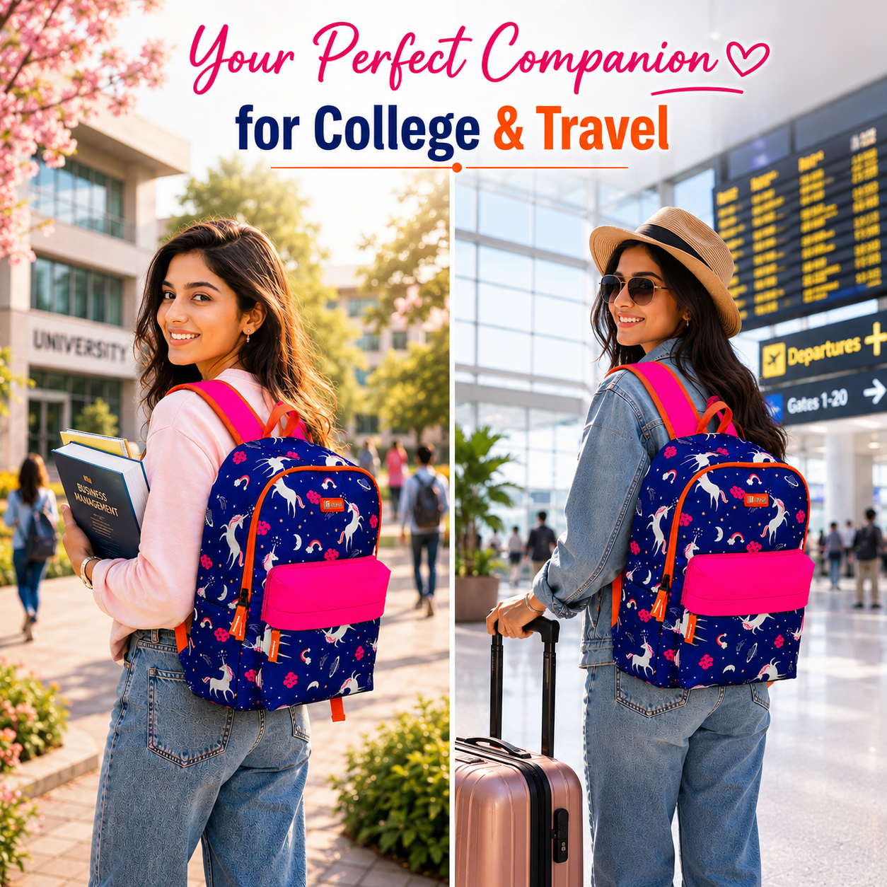 Let’s Go Stylish & Trendy Casual Backpack For Girls – School, College & Travel Bag