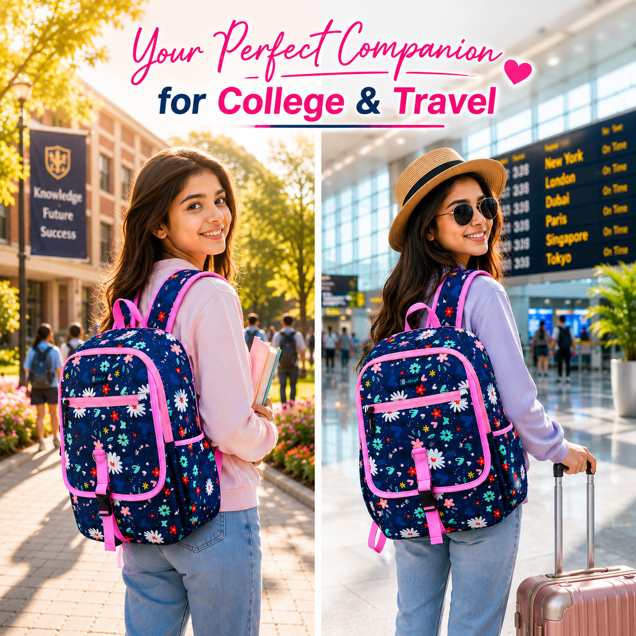 Let’s Go Stylish & Trendy Casual Backpack For Girls – School, College & Travel Bag