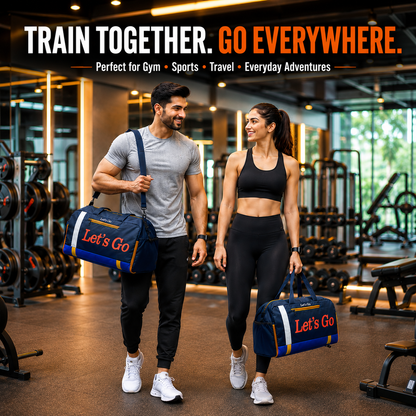 Let’s Go 35L Travel & Gym Duffel Bag for Men & Women | Water-Resistant Polyester | Shoe Compartment | Adjustable Shoulder Strap | Lightweight Multipurpose Sports & Weekend Bag