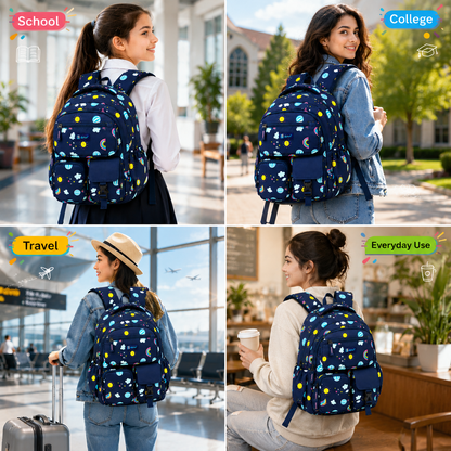 Let’s Go Floral Printed Backpack for Girls | School, College & Travel Bag