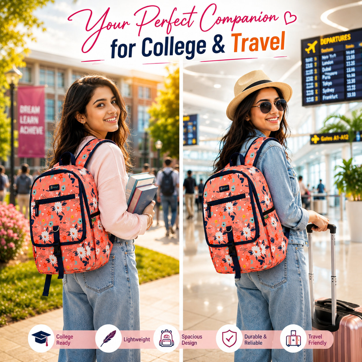 Let’s Go Stylish & Trendy Casual Backpack For Girls – School, College & Travel Bag