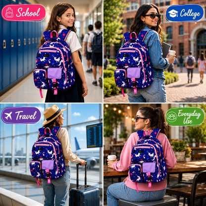 Let’s Go Floral Printed Backpack for Girls | School, College & Travel Bag