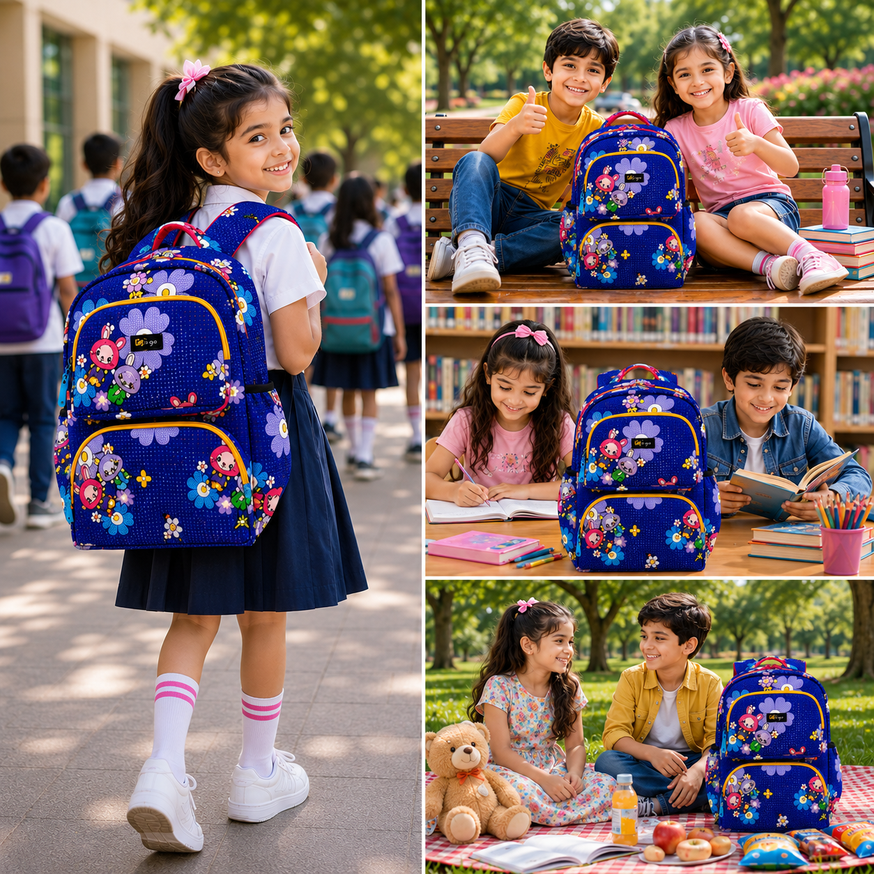 Let’s Go Floral Kids School Backpack for Girls & Boys | Lightweight 18L Backpack for School, Travel & Everyday Use